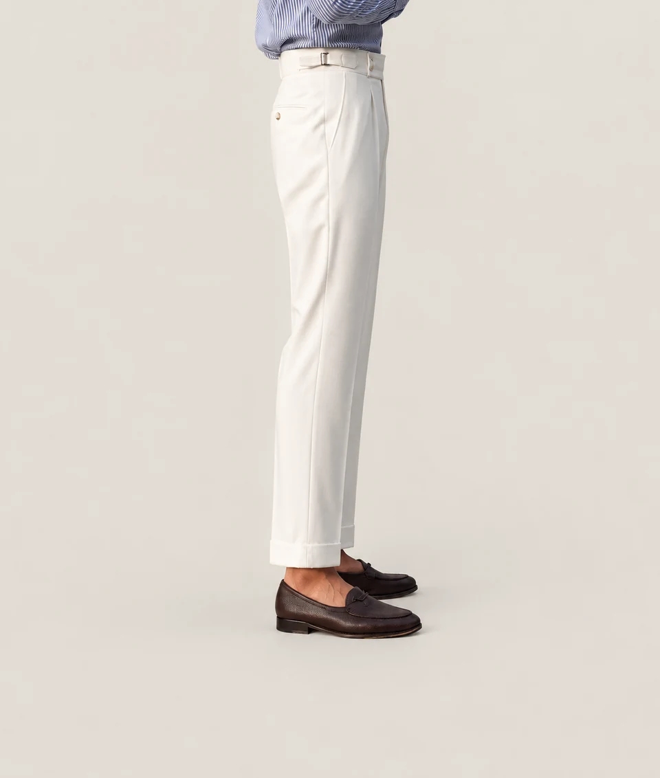 Harrison Double-Button Trousers — White — side