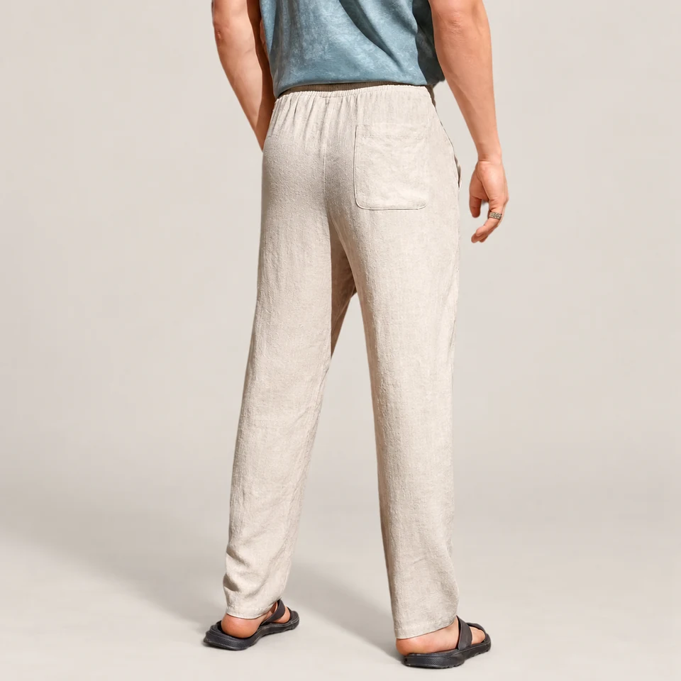 James Drawstring Trousers — Apricot — back