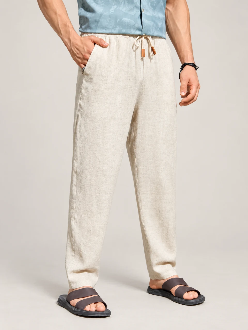James Drawstring Trousers — Apricot — product photograph