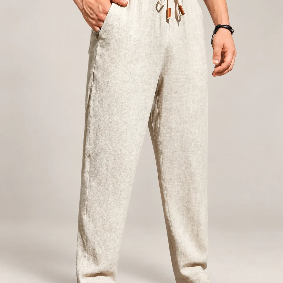 James Drawstring Trousers — Apricot — pocket detail