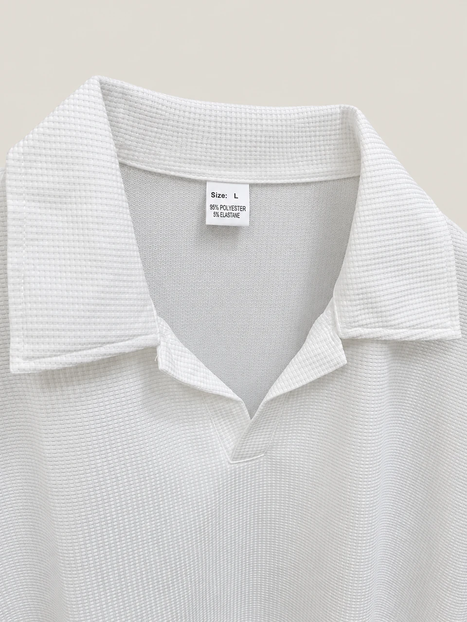 Arthur Waffle Polo — White — detail
