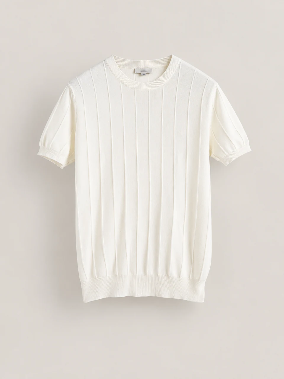 Wesley Panel-Knit T-Shirt — White — product photograph