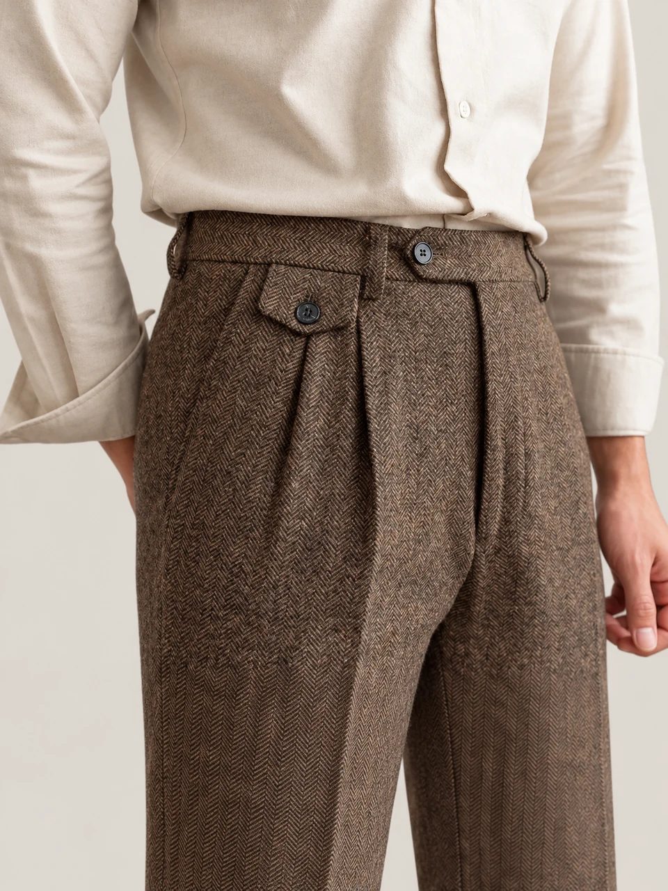Arthur Straight-Leg Pants — DARK BROWN — detail