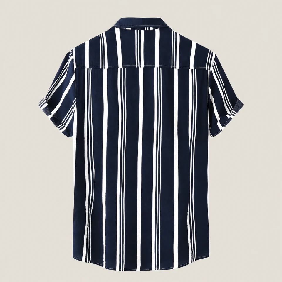 Leon Striped Shirt — NAVY BLUE — back