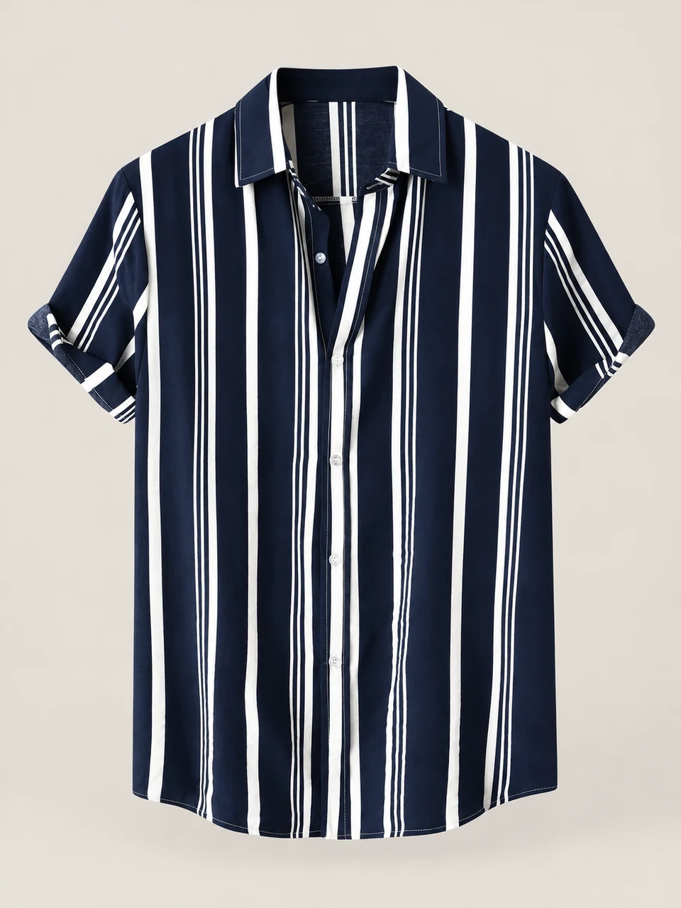 Leon Striped Shirt — NAVY BLUE — product photograph