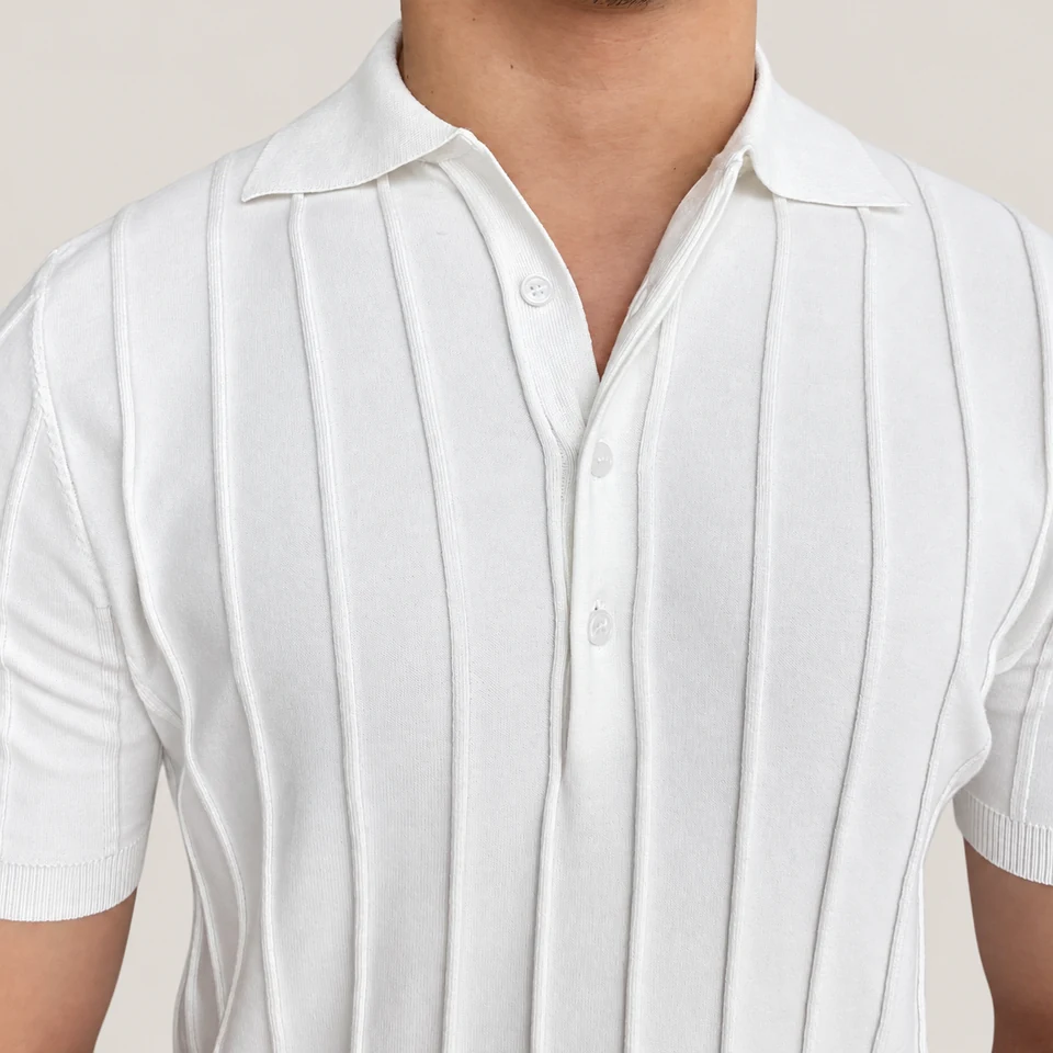 Hugo Striped Polo — WHITE — detail