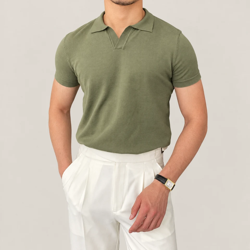 Hugo V-Collar Polo — KAKI — product photograph