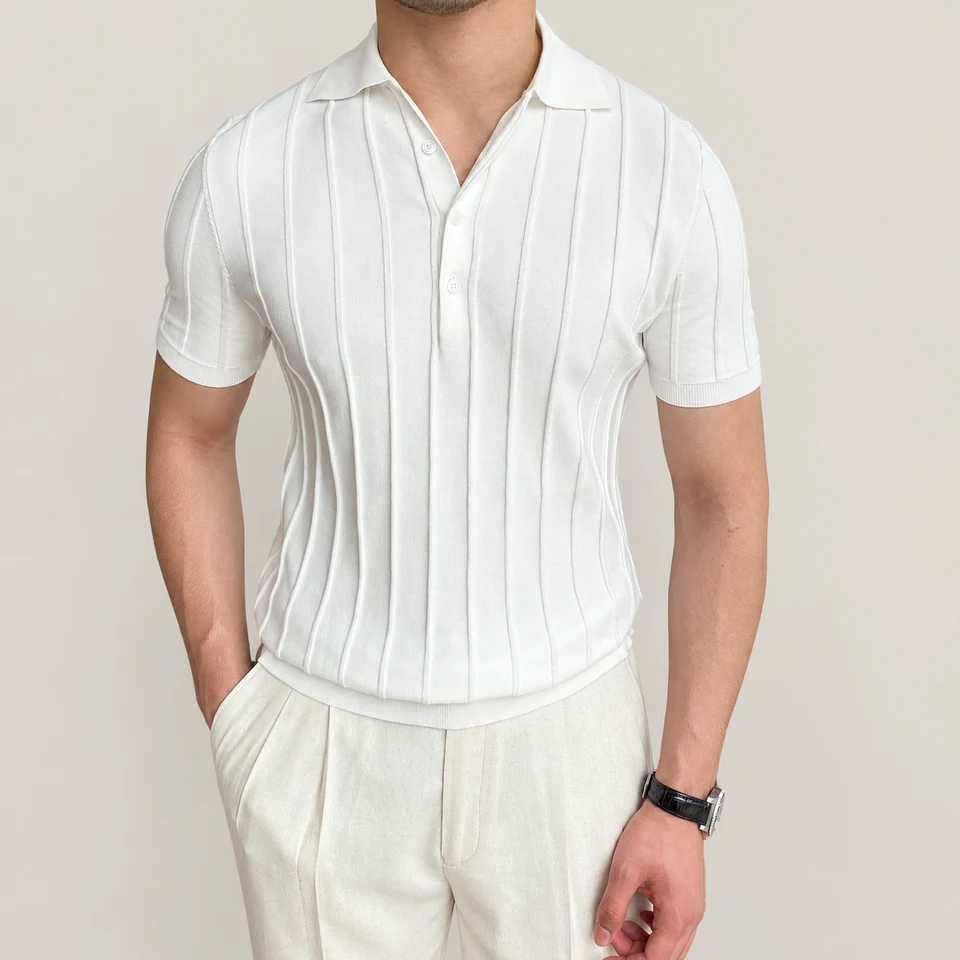 Hugo Striped Polo — WHITE — product photograph