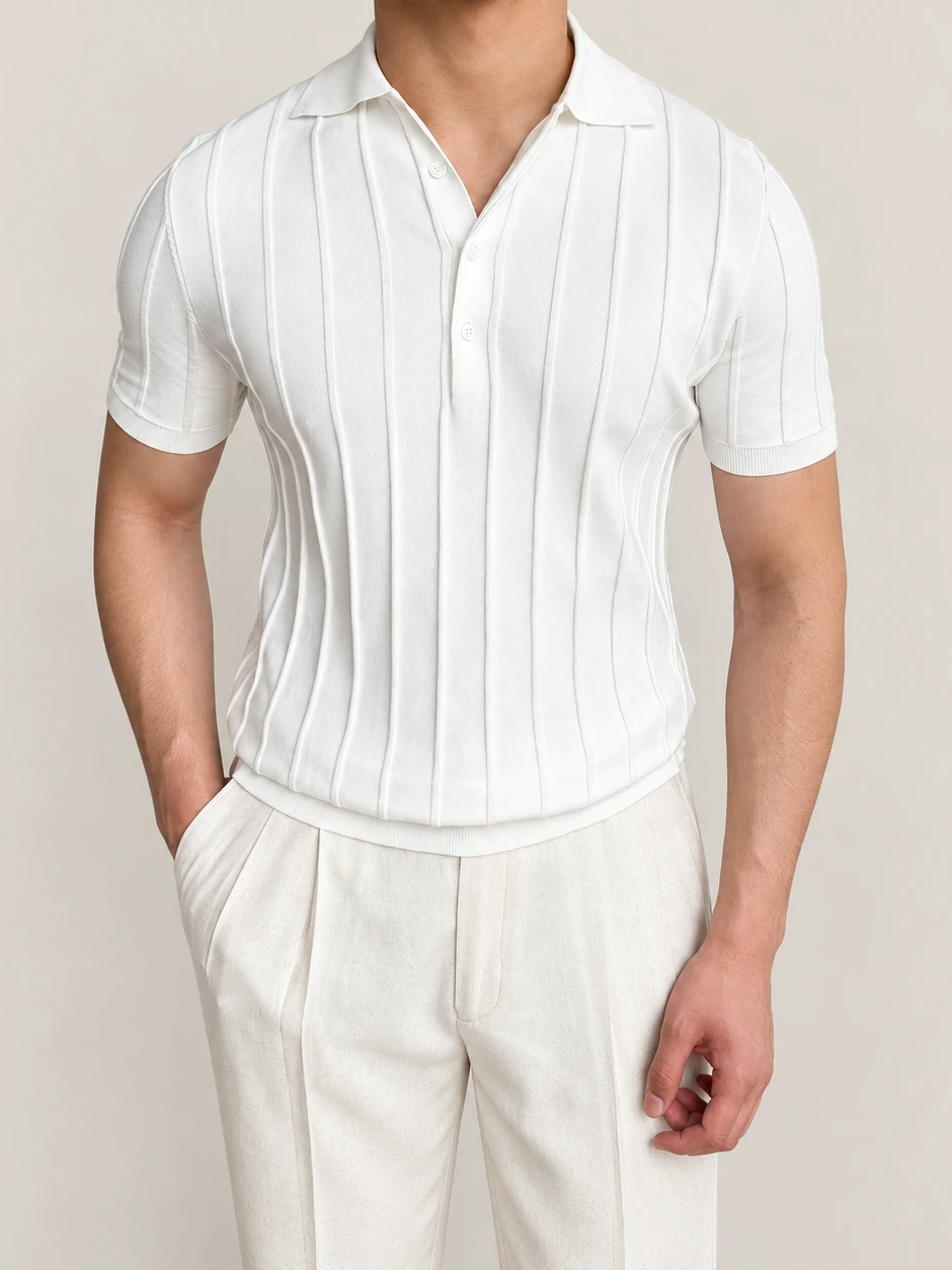 Hugo Striped Polo — White — Product photograph